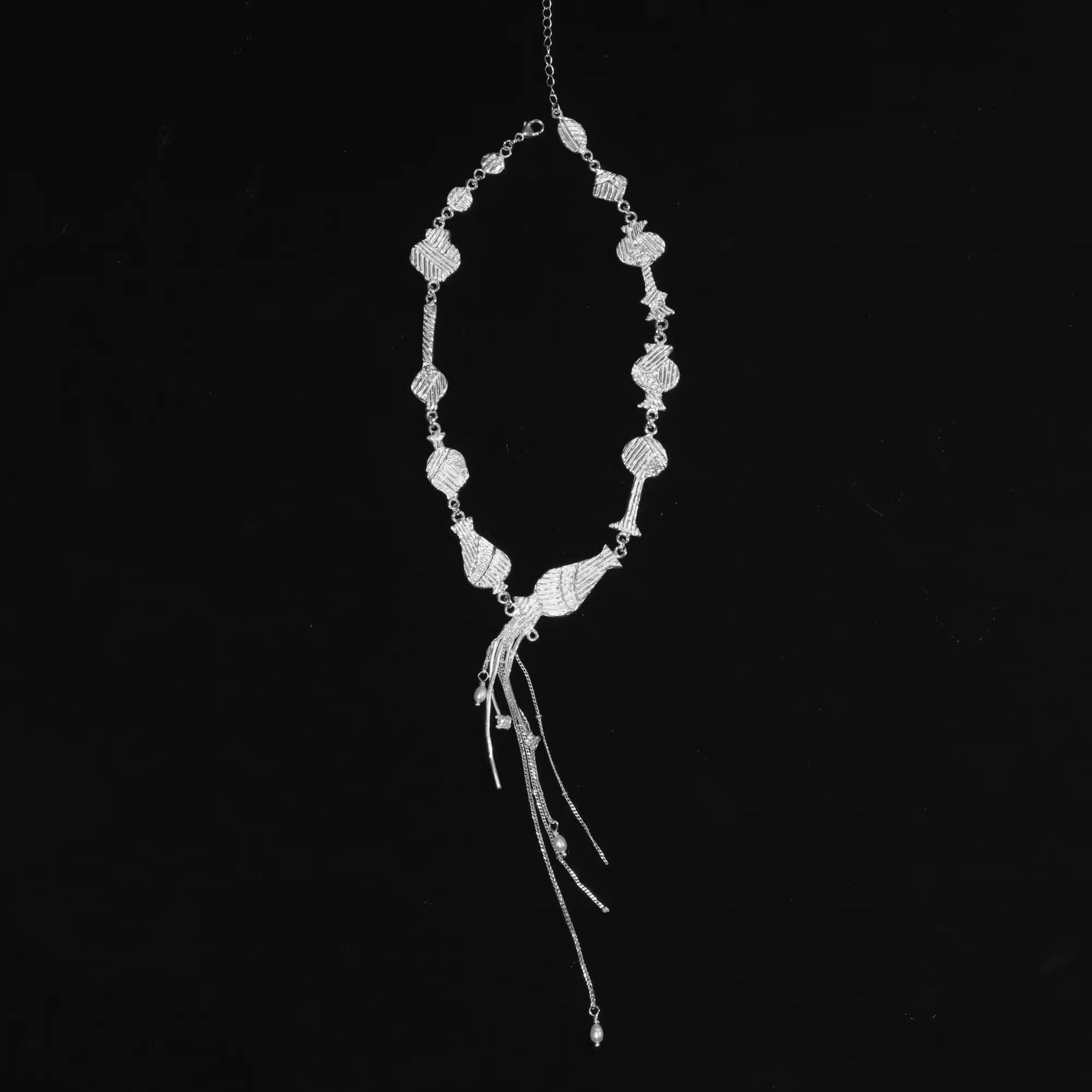 東黑三白/ 花瓶中倾倒的涟漪 s930纯银原创设计中式女项链礼物,饰品/流行首饰/时尚饰品新,银饰项链,淘宝优惠券,粉丝福利购,淘宝优惠卷