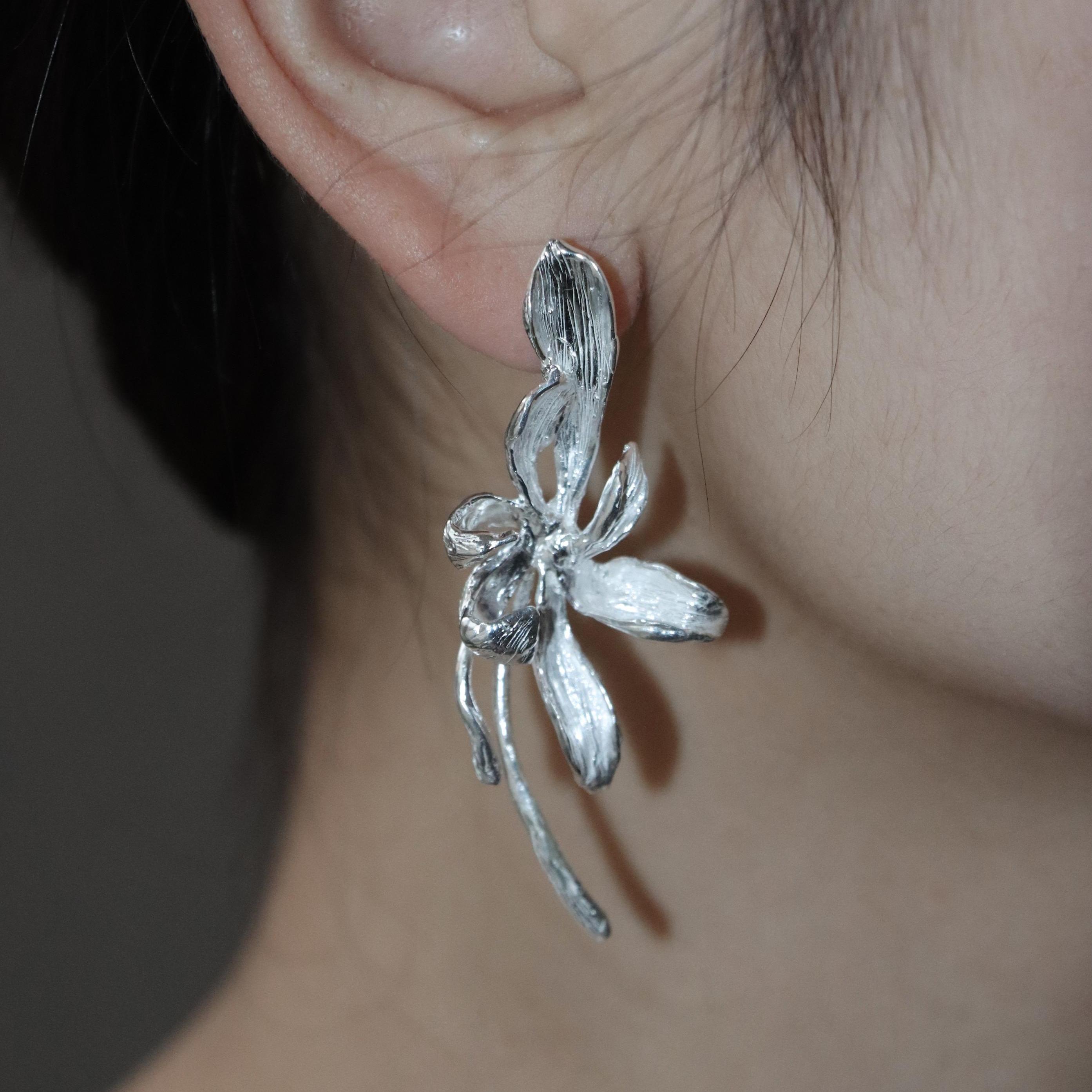 東黑三白/ 国兰 s930纯银原创设计简约百搭耳钉耳骨夹首饰礼物