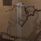 s930银原创设计少女超长中式 東黑三白 经宿云花 发饰侧边发夹饰