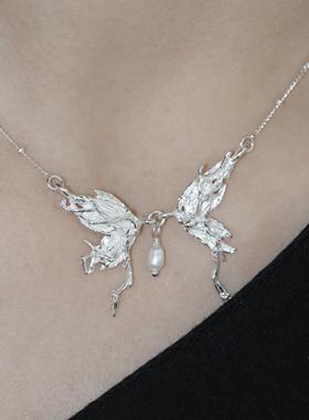 東黑三白/ 半蝶 s930纯银设计感小众简约百搭女项链礼物