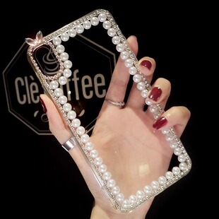 珍珠边框vivoS19pro镶钻手机壳高级感X100S带钻石闪S18高级水晶X80保护套防摔S17网红女潮S16透明S15软硅胶12