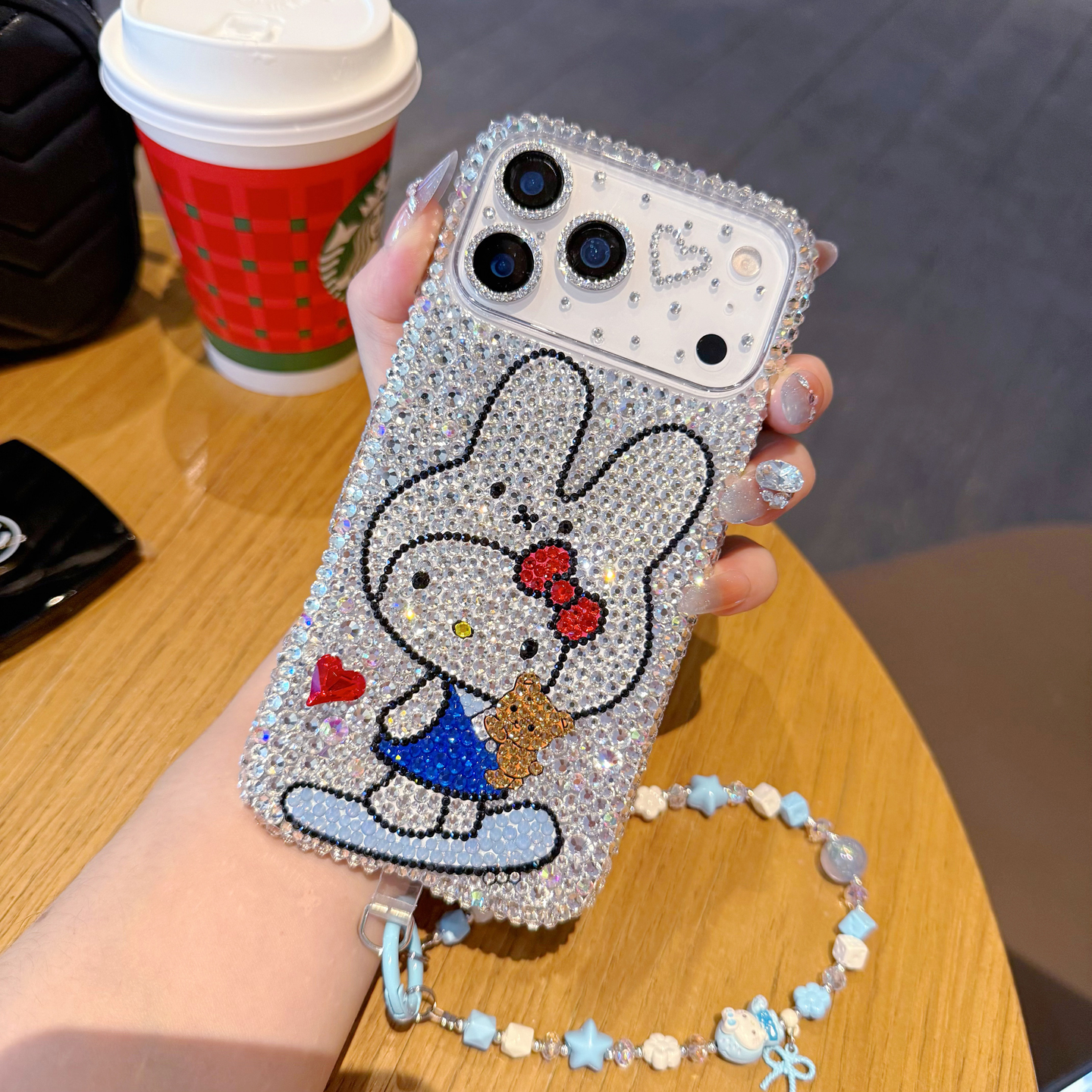 华为Mate80卡通镶钻手机壳可爱女生Pura70pro+网红同款P60米菲兔适用Nova14高档水晶13保护套12防摔荣耀500链