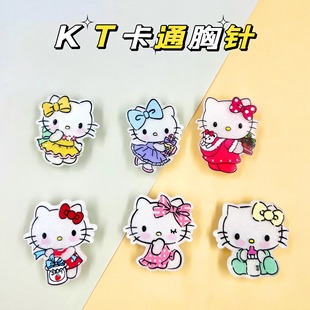饰百搭kitty猫徽章 三丽鸥ins卡通凯蒂猫胸针可爱学生亚克力书包装