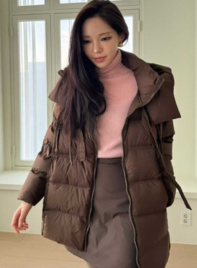 闪闪家 韩国东大门代购NEROLI 36立领连帽舒适鹅绒羽绒服