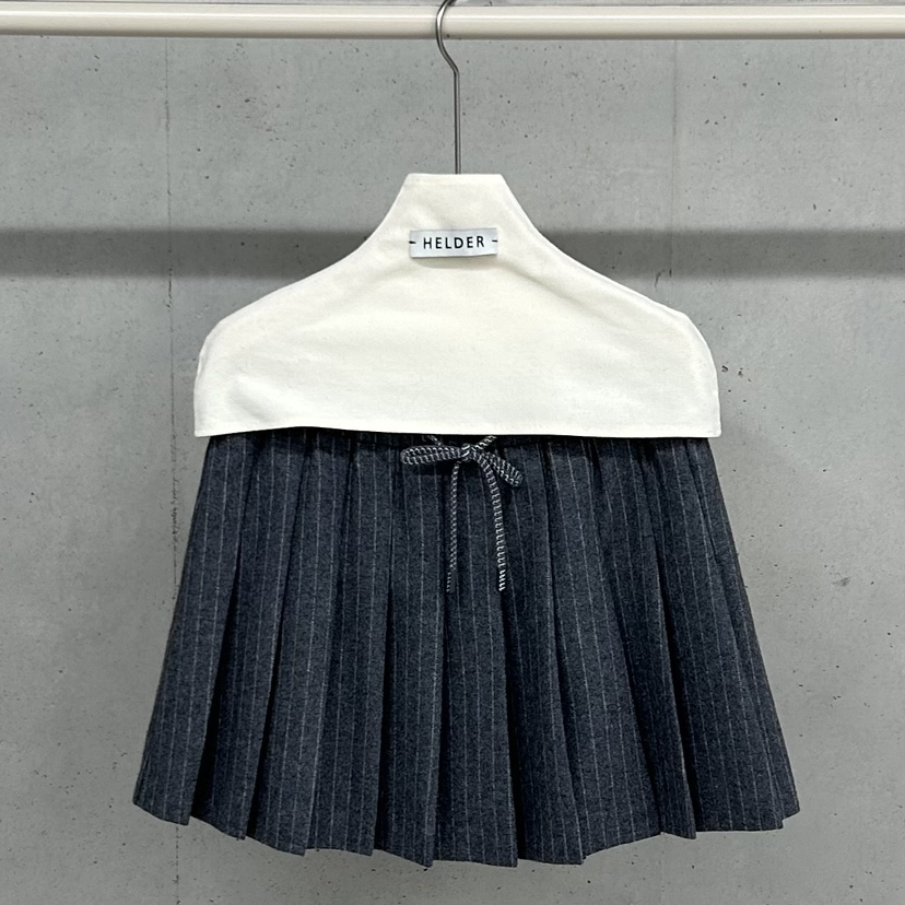 HELDER-P秋冬毛呢条纹百褶短裙