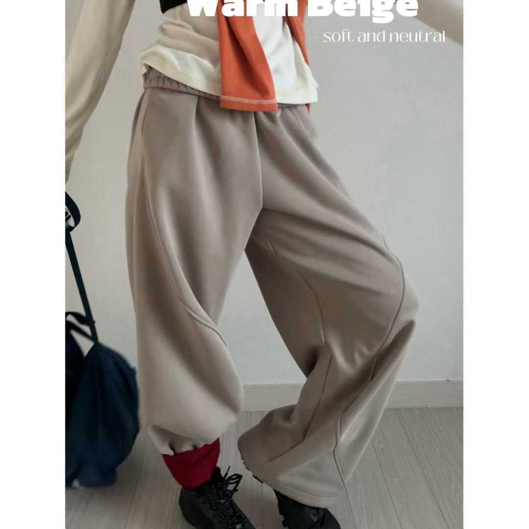 DOHWAJI加绒加厚束口斜拼接卫裤