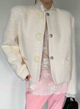 闪闪家 韩国东大门代购TARA BY MOTION山茶花纽扣气质小香夹克