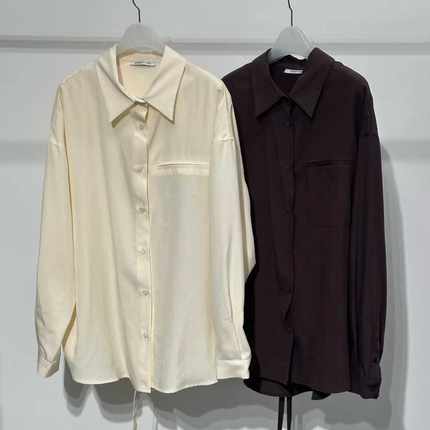 闪闪家 韩国东大门代购TEMPTING时髦休闲气质后背垂带衬衫