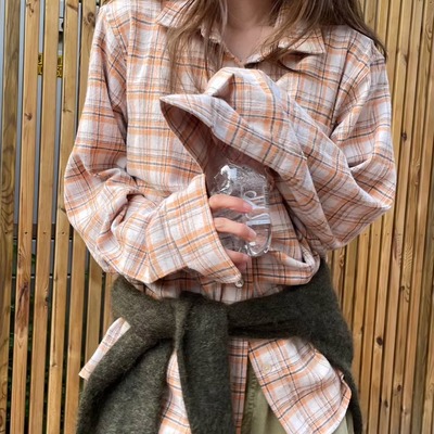 WATER休闲气质格纹百搭秋款衬衫