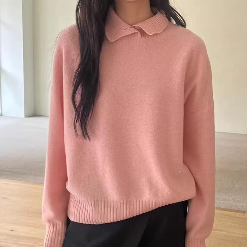 LEWIN羊毛混纺立领系扣针织衫