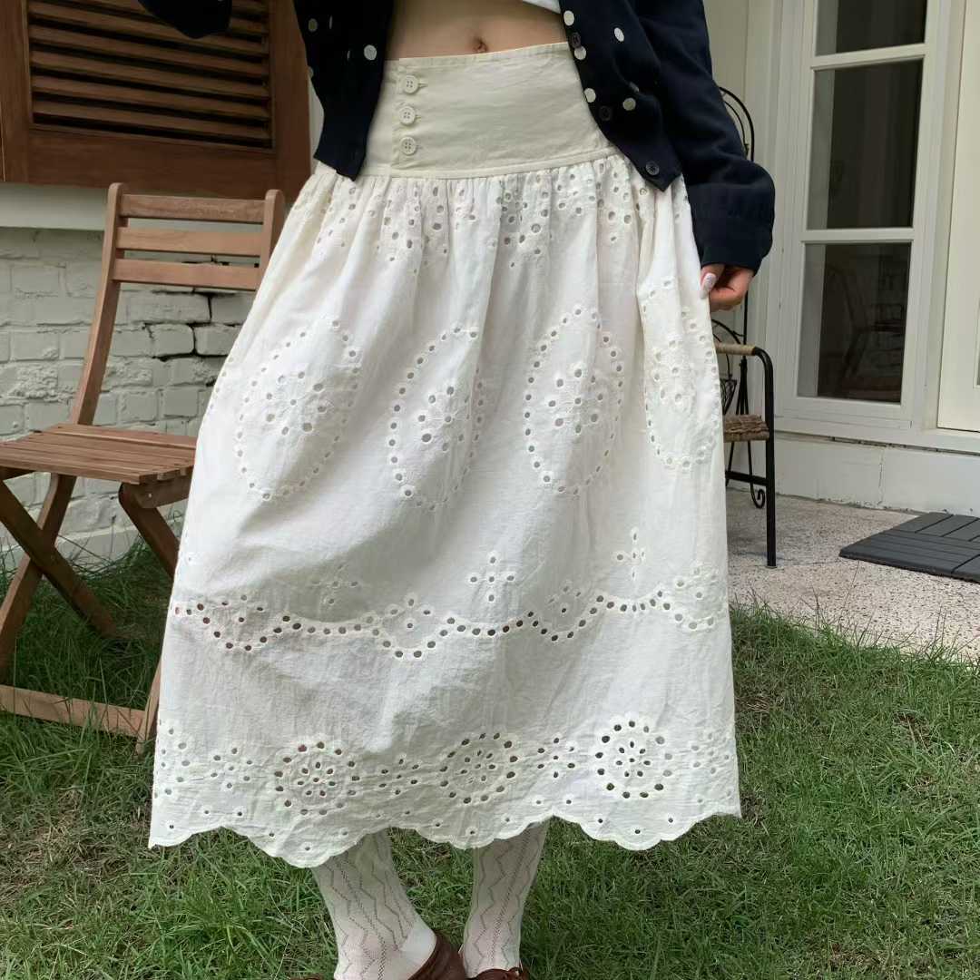 现货TARABYMOTION刺绣蕾丝半裙