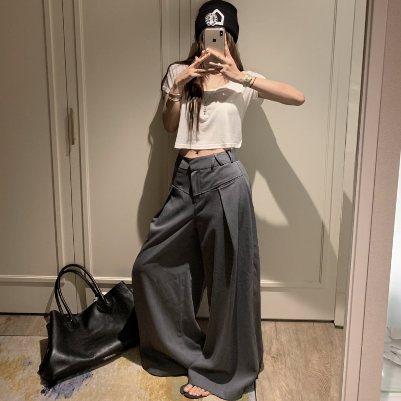 VIRKIN韩国代购高腰阔腿休闲裤
