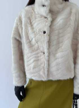 闪闪家 韩国东大门代购NEROLI 36人造毛立领舒适环保皮草