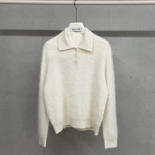 闪闪家 韩国东大门代购HELDER-P羊毛100%系扣翻领POLO毛衣