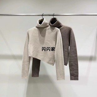 打折现货 闪闪家 韩国东大门代购WATER/RIVER高端竖坑条斜摆毛衣