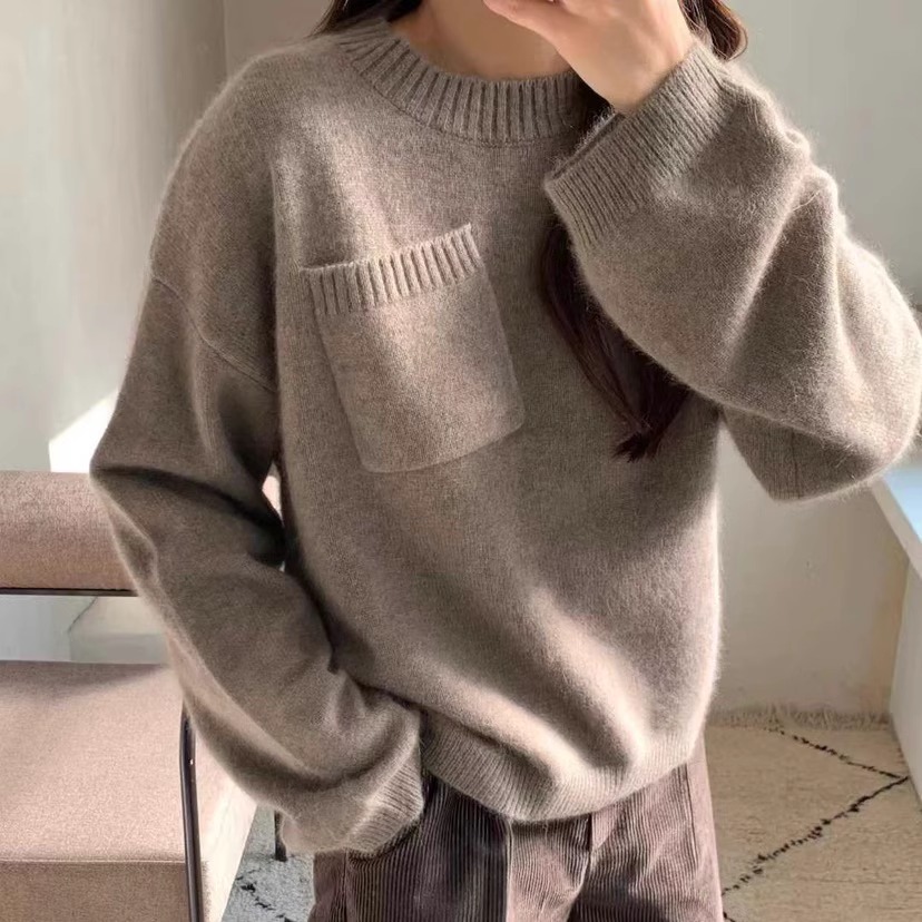 1968口袋装饰时髦柔软羊毛衫