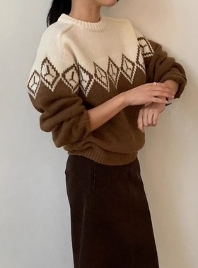 闪闪家 韩国东大门代购REGULARLY/PLACOR羊毛80%费尔岛毛衣