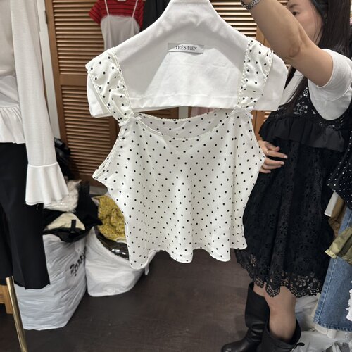 TRESBIEN缎面波点复古吊带背心