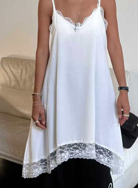 闪闪家 韩国东大门代购FLAUNT法式性感优雅蕾丝吊带连衣裙