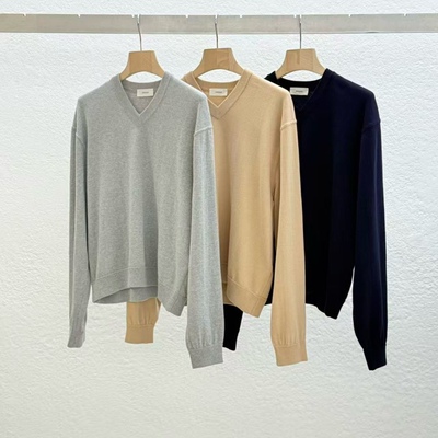 STATEMENT精梳棉基础款V领针织衫