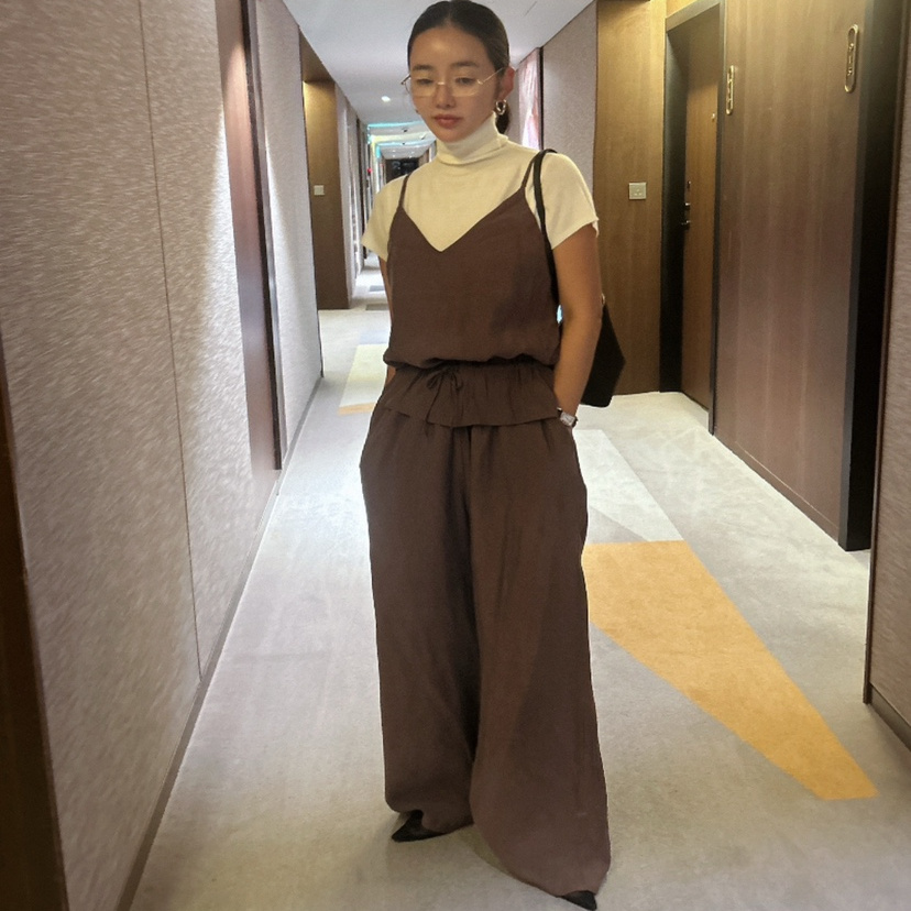 叠搭吊带休闲套装女两件套