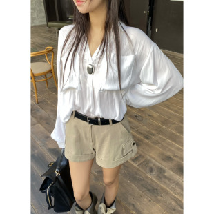 OUPPT柔软丝滑垂感系扣衬衫 闪闪家 韩国东大门代购