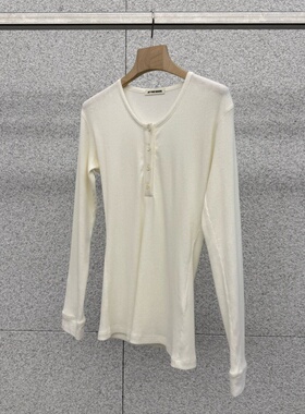 闪闪家 韩国东大门代购AT THE BAGEL匹马棉羊绒舒适柔软系扣t