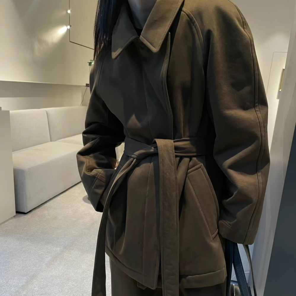 现货 闪闪家 韩国东大门代购BLOSSOM时髦卡其厚质感外套休闲裤套