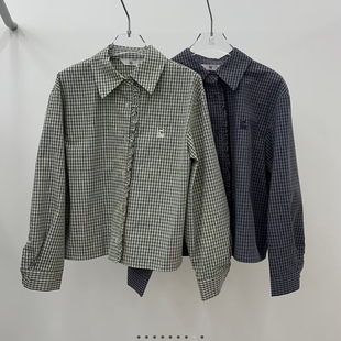 现货打折闪闪家 韩国东大门代购LOVE YOU SO MUCH复古格子衬衫