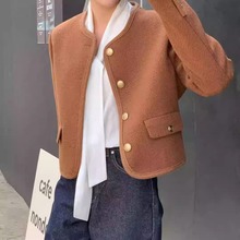 闪闪家 韩国东大门代购ANDYOUBROWN拼色镶边气质小香夹克