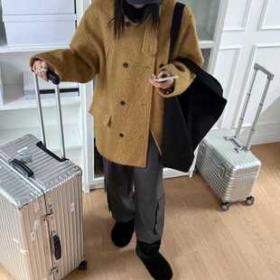 FLAT羊驼毛混纺双排扣质感大衣 LONDON 闪闪家 韩国东大门代购