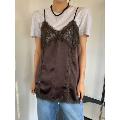 TARABYMOTION蕾丝拼接法式吊带