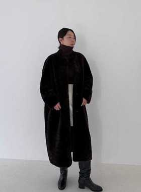 闪闪家 韩国东大门代购NEROLI 36人造毛环保长款毛毛大衣