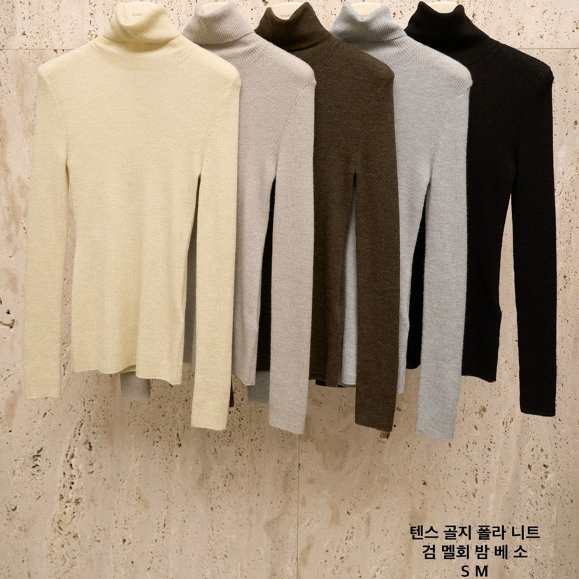 BLOSSOM羊驼毛混纺竖纹高领