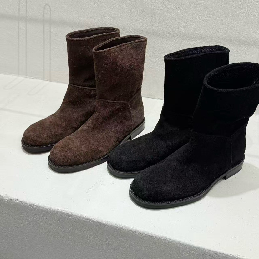 STATEMENT麂皮牛皮时髦短筒靴