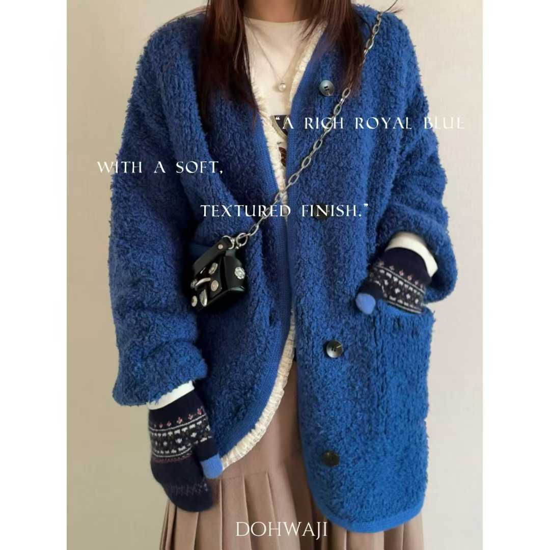 DOHWAJI羊毛100%蕾丝镶边宽松