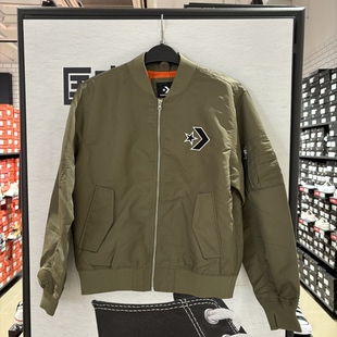 Converse匡威刺绣LOGO立领棒球服绿男子飞行员夹克外套MCH658-E9A