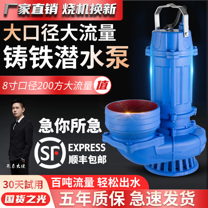 铁壳8寸6寸抽水泵大流量家用潜水泵220v5寸农用灌溉排污泥浆380v4