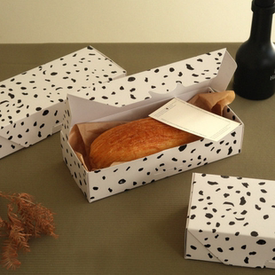 25个 长条形慕斯豆乳可爱 斑点牛奶长蛋糕纸盒子烘焙包装