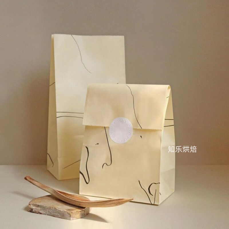 日式简约方底自立烘焙打包袋图片
