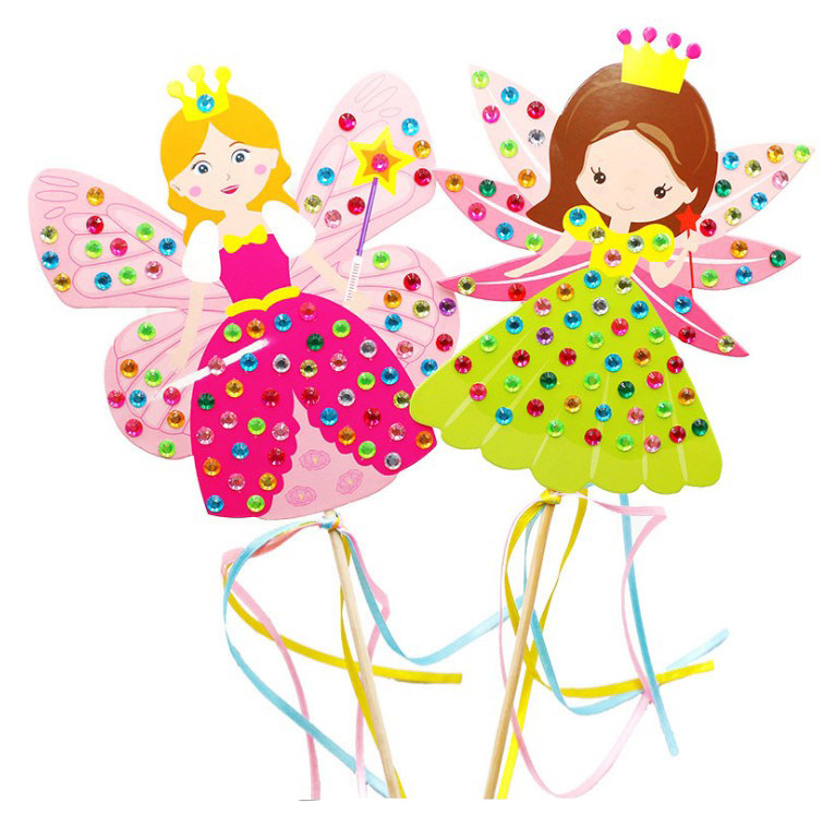 彩钻仙女棒手工制作材料包公主魔法棒钻石画手杖儿童diy女孩礼物