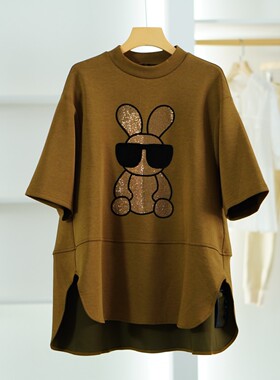 【小黑南油】Z1255  女装时尚宽松慵懒连衣裙棕色66023