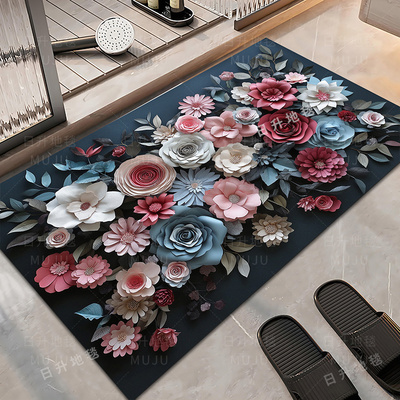 牧居[花影浮梦]40*60/50*80/60*90/80*120硅藻泥浴室入户厨房吸水