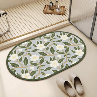 牧居流年椭圆50*80硅藻泥垫浴室卫生间吸水防滑地垫入户门垫可任