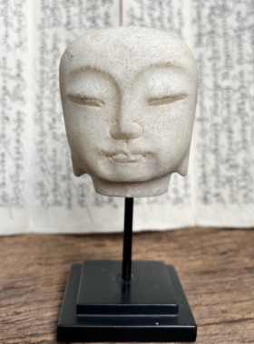 释迦摩尼佛头 汉白玉佛头 老佛头摆件 汉白玉摆件禅意摆件手工