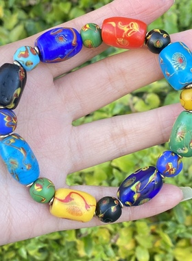 〓古法老琉璃〓 清代宫廷造办 宝石凤眼老琉璃四喜琉璃珠子