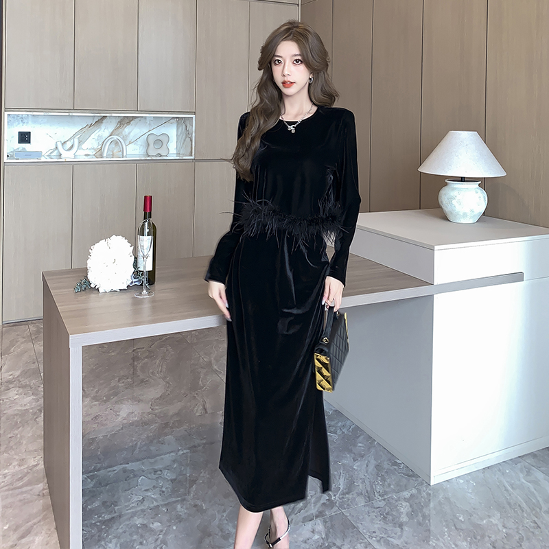 2025秋冬小香风金丝绒辣妹独特上衣半身裙套装女高端两件套