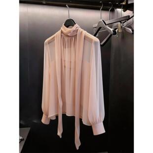 韩系chic别致绝美上衣轻奢高级感超好看洋气减龄粉色吊带衬衫 女春