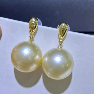 DIY珍珠耳钉配件 S925纯银饰品 金色银色耳钉女空托 配8-12mm圆珠