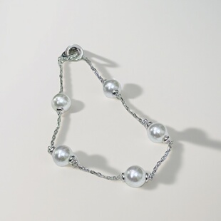 DIY珍珠配件 S925纯银套装空托 满天星款金色银色手链女 项链银饰